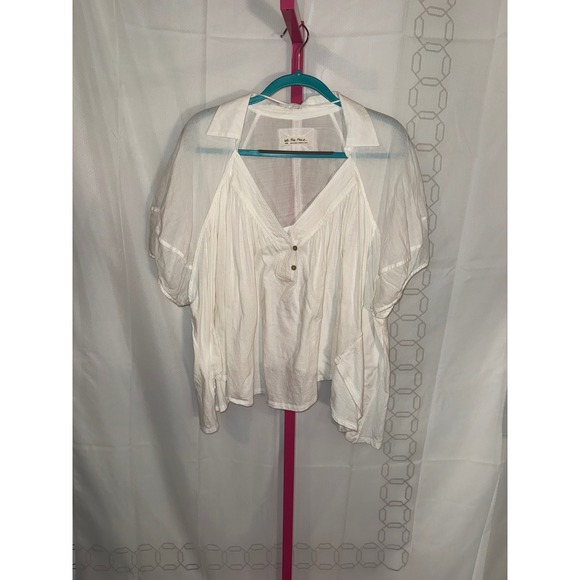We The Free Tops - We The Free White V Neck Gauze Cotton Boho Peasant Blouse Top Large